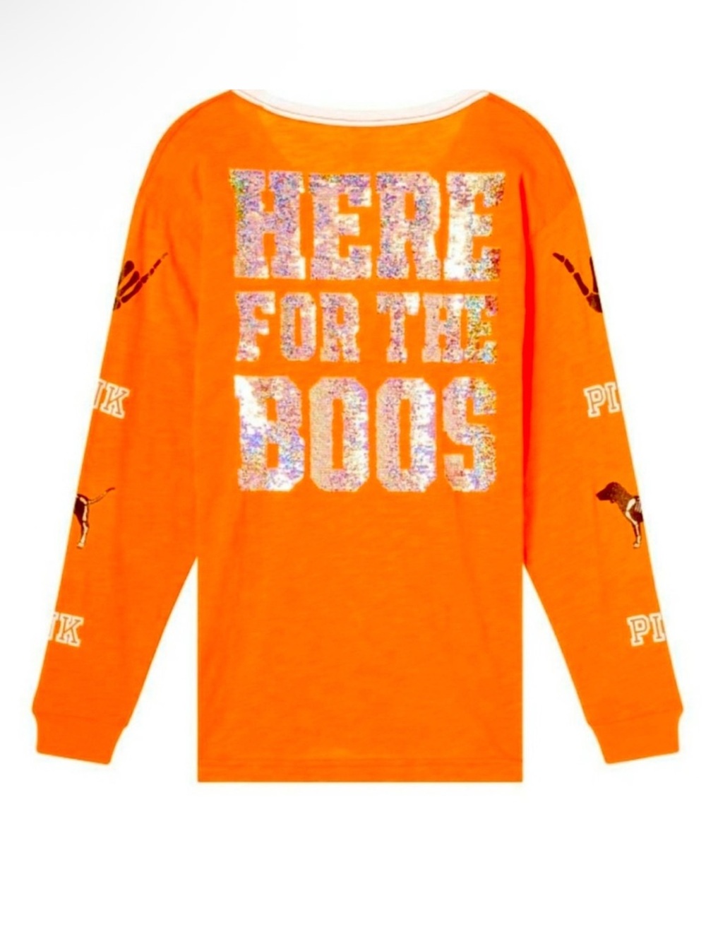 Victoria's Secret PINK VS Orange Lace Up Long Sleeve Halloween Shirt XS